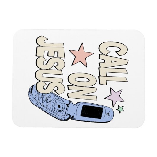 Call on Jesus – Retro Faith Design マグネット (横)