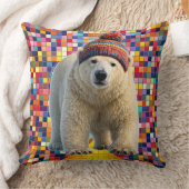 Call polar bear and Benny mosaic throw pillow クッション (ブランケット)