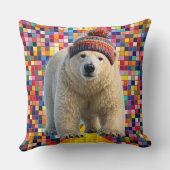 Call polar bear and Benny mosaic throw pillow クッション (裏面)