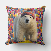 Call polar bear and Benny mosaic throw pillow クッション (正面)