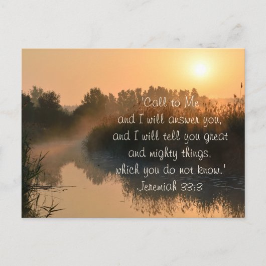 Call to Me, Bible Verse Jeremiah 33:3はがき ポストカード (正面)