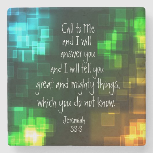 Call to Me Bible Verse Jeremiah 33:3石のコースター ストーンコースター (正面)