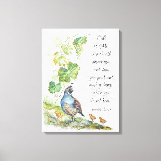 Call to Me Scripture Inspiration California Quail  キャンバスプリント