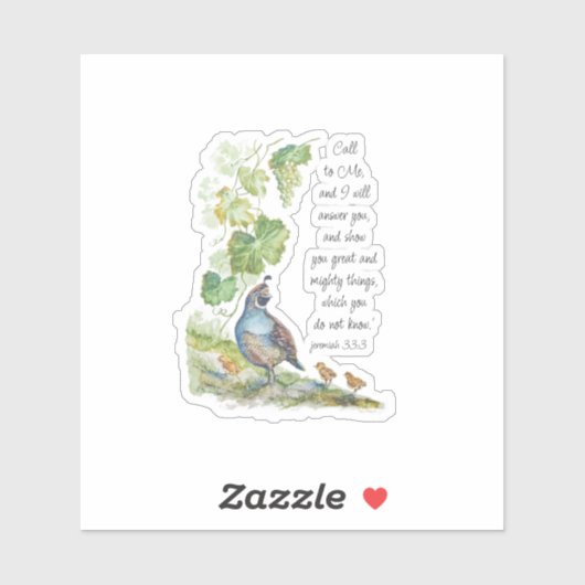Call to Me Scripture Inspiration California Quail シール (シート)
