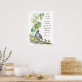Call to Me Scripture Inspiration California Quail  ポスター (キッチン)