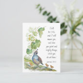 Call to Me Scripture Inspiration California Quail  ポストカード (スタンド正面)