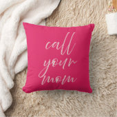 Call Your Mom Pillow Preppy Pink College Dorm Room クッション (ブランケット)