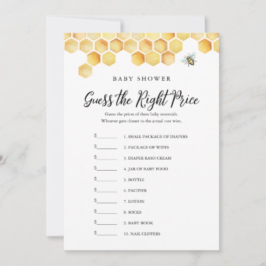 CALLAは適切な価格の赤ちゃんシャワーゲームカードを推測 招待状 (正面)