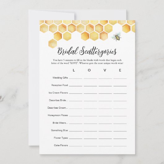 CALLAビースキャッタリブライダルシャワーゲームカード 招待状 (正面)