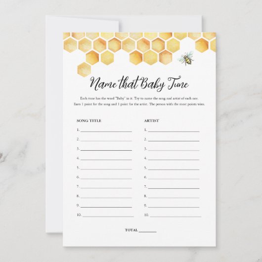 CALLAビー名そのベビーチューニングベビーシャワーゲーム 招待状 (正面)
