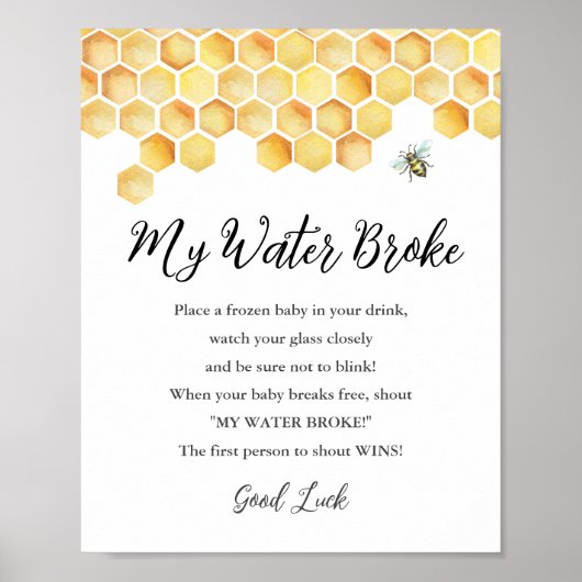 CALLA私の水が赤ちゃんシャワーのゲームサインを壊した ポスター (正面)