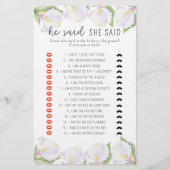 Calla – 彼は彼女はブライダルシャワーゲームを言った (正面)