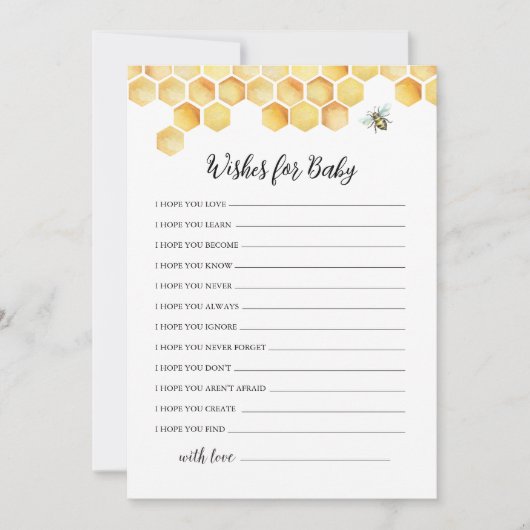 CALLA Beeが赤ちゃんシャワーアドバイスカードを希望 招待状 (正面)