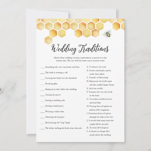 CALLA Beeの結婚伝統ブライダルシャワーゲーム 招待状 (正面)