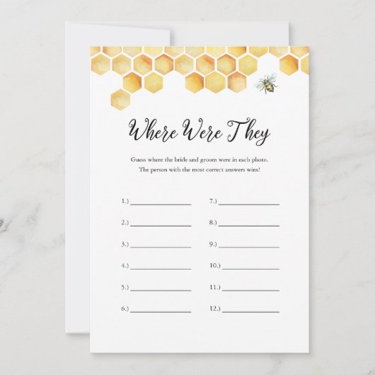 CALLA Bee彼らがブライダルシャワーゲームカード 招待状 (正面)