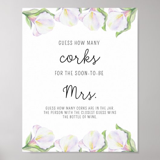 Calla flower -ブライダルシャワーいくつコルク ポスター (正面)