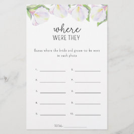 Calla flowers – 彼らはどこにいたブライダルシャワーゲーム