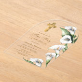 Calla Lilies Arch First Communion アクリル招待状 (レイダウン)