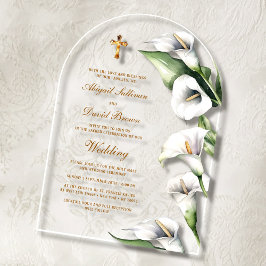 Calla Lilies Arch Religious Wedding アクリル招待状