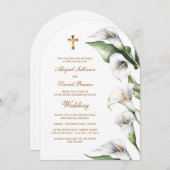 Calla Lilies Arch Religious Wedding 招待状 (正面/裏面)