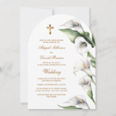 Calla Lilies Arch Religious Wedding 招待状 (正面)