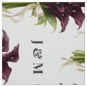 Calla Lilies Floral Wedding Fabric with Monogram ファブリック (見本)