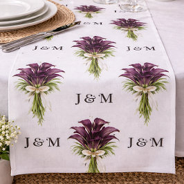 Calla Lilies Floral Wedding Fabric with Monogram ファブリック