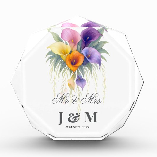 Calla Lilies Keepsake Newlyweds Gift Bride Groom  フォトブロック (正面)