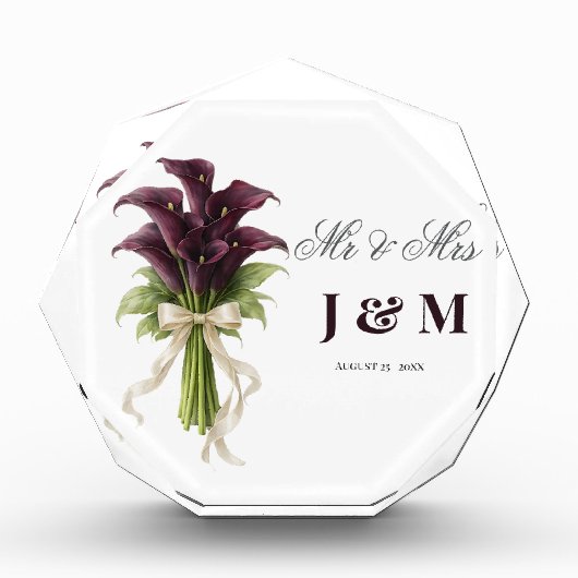 Calla Lilies Keepsake Newlyweds Gift Bride Groom フォトブロック (正面)