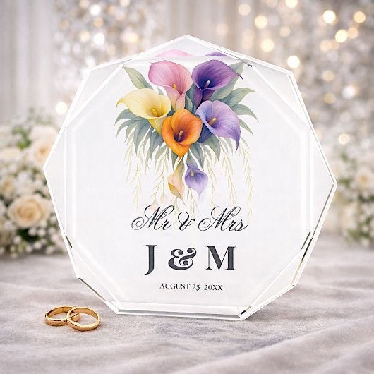 Calla Lilies Keepsake Newlyweds Gift Bride Groom  フォトブロック