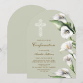 Calla Lilies on Sage Green Arch Confirmation 招待状 (正面/裏面)
