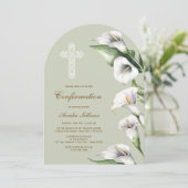 Calla Lilies on Sage Green Arch Confirmation 招待状 (スタンド正面)