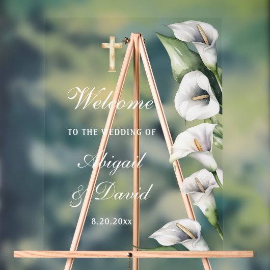 Calla Lilies Wedding Welcome アクリルサイン (ニュートラル)