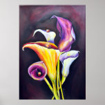 Calla Lilly- Bohemian  Painting ポスター<br><div class="desc">The artwork is an acrylic painting on canvas. The pattern was modified digitally in order to create various designs which incorporate different styles, from, bohemian to retro and industrial. You are welcome to contact if in need to apply the design for a product which is in Zazzle store, but not...</div>