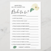 Calla Lily新婦のゲームカードをどれだけ知っているか チラシ (正面)