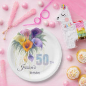 Calla Lily 50エレガントth誕生日マイルストーン ペーパープレート (パーティー)