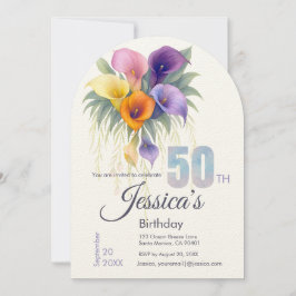 Calla Lily 50エレガントth誕生日マイルストーン 招待状
