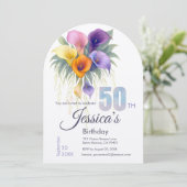 Calla Lily 50エレガントth誕生日マイルストーン 招待状 (スタンド正面)