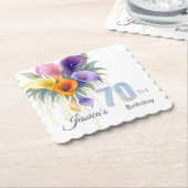 Calla Lily 70エレガントth誕生日マイルストーン ペーパーコースター (アングル)