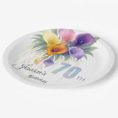 Calla Lily 70エレガントth誕生日マイルストーン ペーパープレート (アングル)