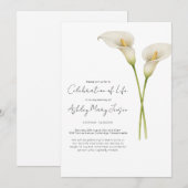 Calla Lily Celebration of Life Funeral 招待状 (正面/裏面)