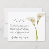 Calla Lily Funeral Thank You Card Bereavement  サンキューカード (正面)