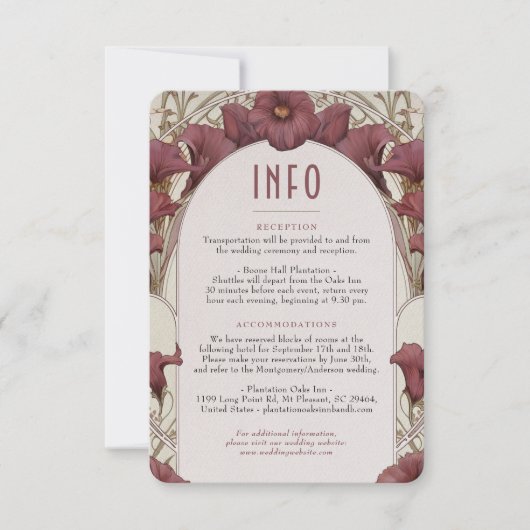 Calla Lily Insert INFOヴィンテージアールヌーボーミュシャI 招待状 (正面)