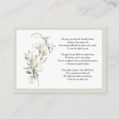 Calla Lily Sage Green Memorial Photo Prayer Card 名刺 (裏面)