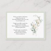 Calla Lily Sage Green Memorial Photo Prayer Card 名刺 (裏面)