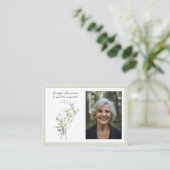 Calla Lily Sage Green Memorial Photo Prayer Card 名刺 (スタンド正面)