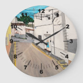 Calle Cabanilles Painting by Alfred Fox ラージ壁時計 (正面)