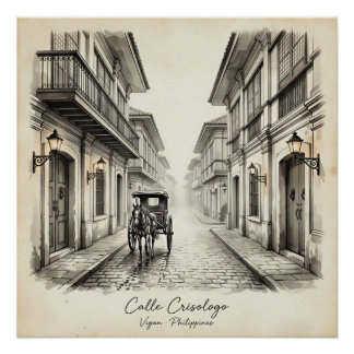 Calle Crisologo Vigan Heritage Street Wall Art ポスター