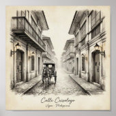 Calle Crisologo Vigan Heritage Street Wall Art ポスター (正面)