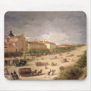 Calle de Alcala、マドリード(キャンバスの眺めの油 マウスパッド